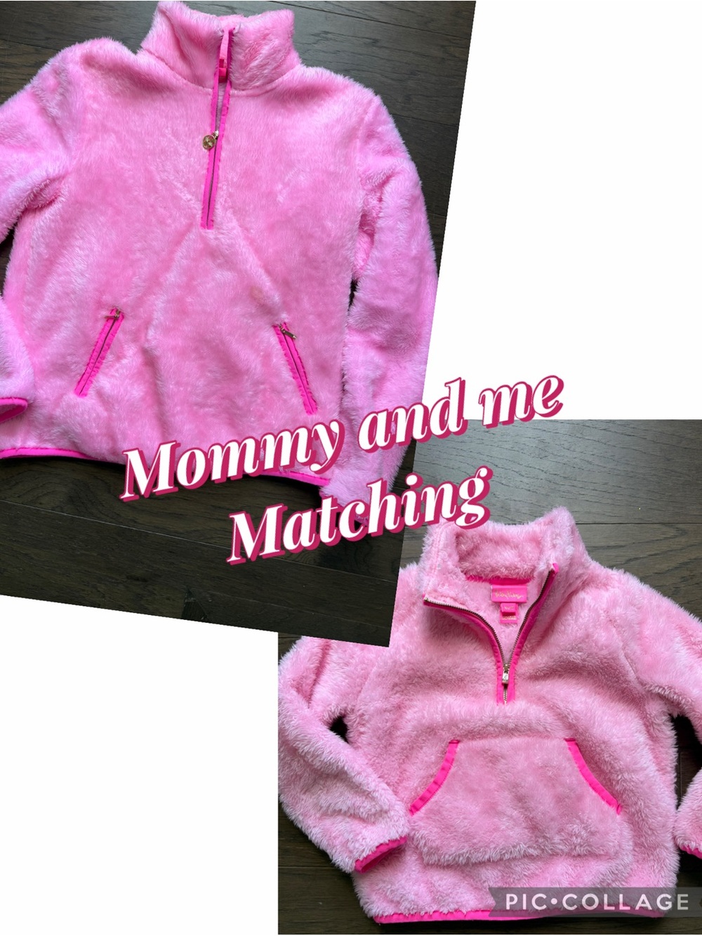 Lilly Pulitzer Pink Fuzzy Half-Zip Pullover matching mommy and mini